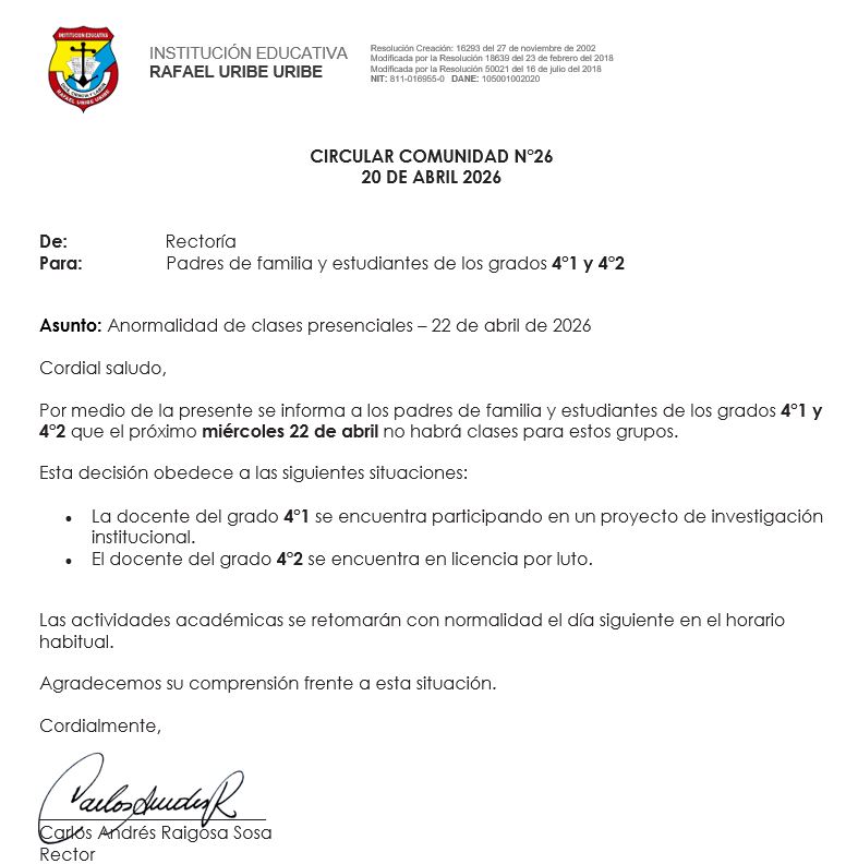 Novedades para el grado 4